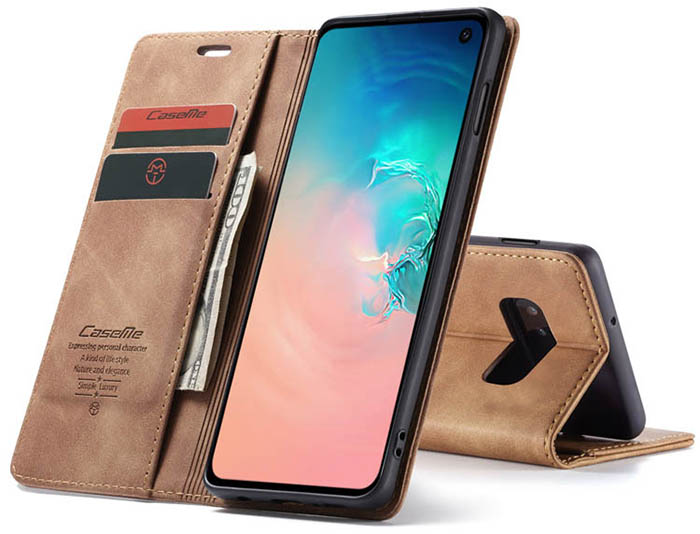 CaseMe Samsung Galaxy S10e Retro Wallet Kickstand Magnetic Flip Leather Case