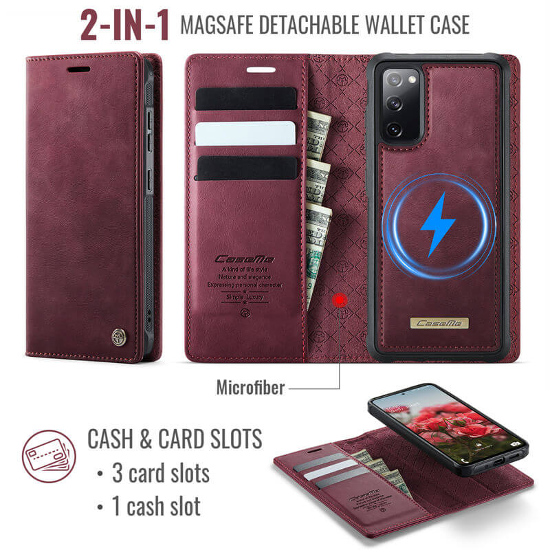 CaseMe Samsung Galaxy S20 FE 2-in-1 Magnetic Wallet Case
