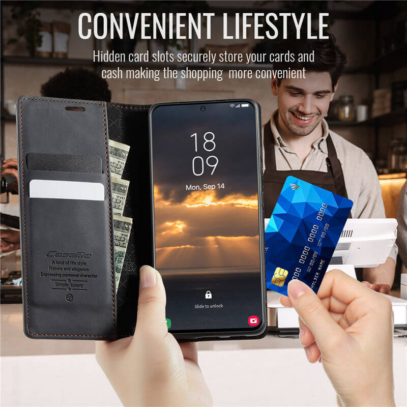 CaseMe Samsung Galaxy S20 Plus Magnetic Wallet Case with RFID Blocking