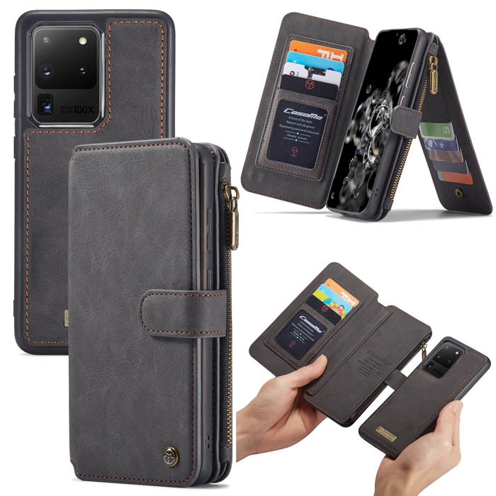 CaseMe Samsung Galaxy S20 Ultra Zipper Wallet Magnetic Case Black