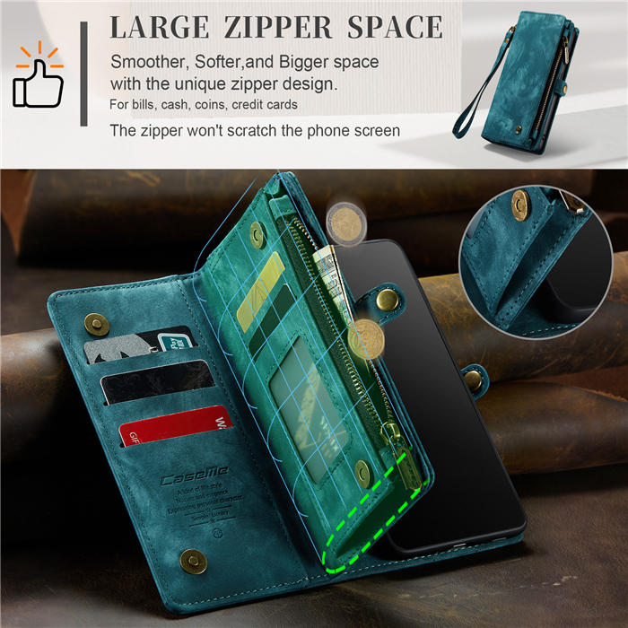 CaseMe Samsung Galaxy S20 Ultra Zipper Wallet Magnetic Detachable 2 in 1 Case with Wrist Strap