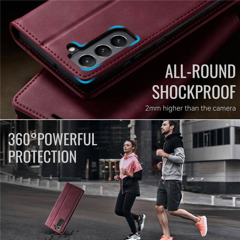 CaseMe Samsung Galaxy S21 FE Magnetic Wallet Case with RFID Blocking