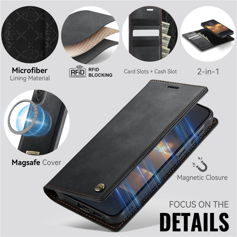 CaseMe Samsung Galaxy S21 FE 2-in-1 Magnetic Wallet Case