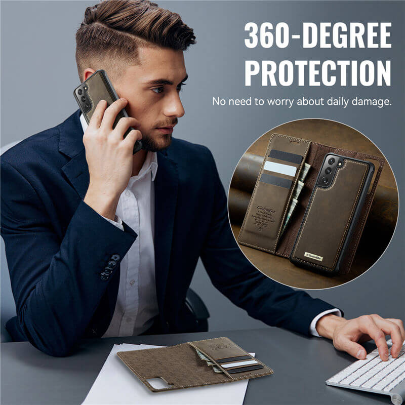 CaseMe Samsung Galaxy S21 FE 2-in-1 Magnetic Wallet Case