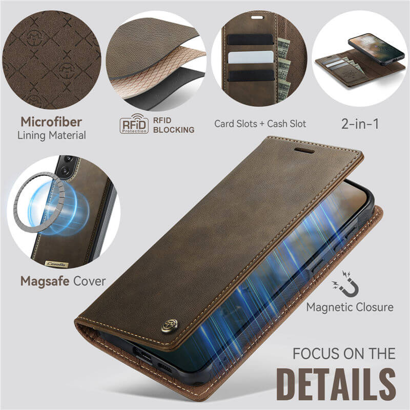 CaseMe Samsung Galaxy S21 FE 2-in-1 Magnetic Wallet Case