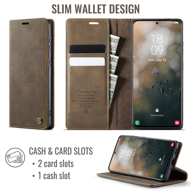 CaseMe Samsung Galaxy S21 Magnetic Wallet Case with RFID Blocking