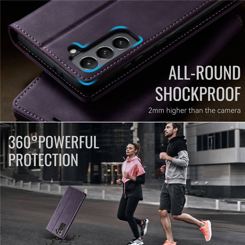 CaseMe Samsung Galaxy S21 Magnetic Wallet Case with RFID Blocking