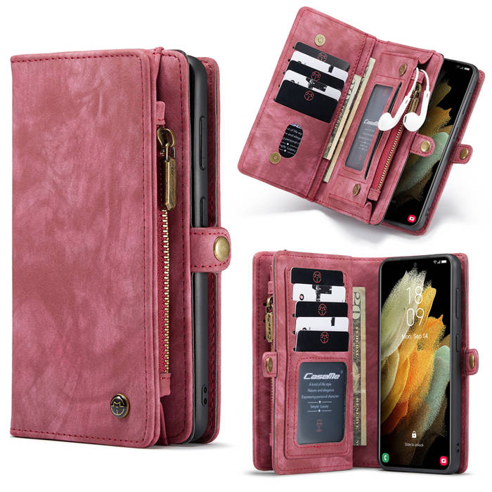 CaseMe Samsung Galaxy S21 Plus Wallet Detachable 2 in 1 Case Red