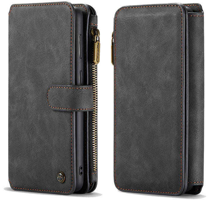 CaseMe Samsung Galaxy S21 Ultra Zipper Wallet Magnetic Detachable 2 in 1 Folio Flip Case