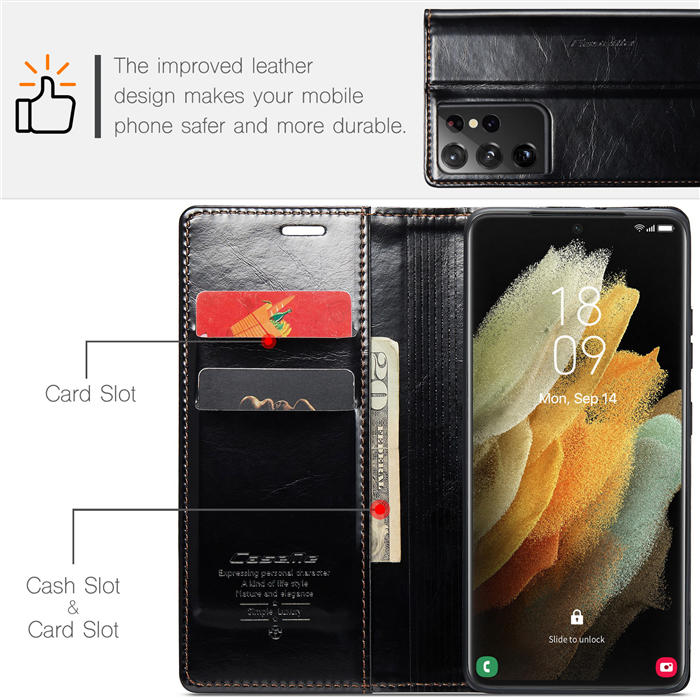 CaseMe Samsung Galaxy S21 Ultra Wallet Kickstand Magnetic Flip Case