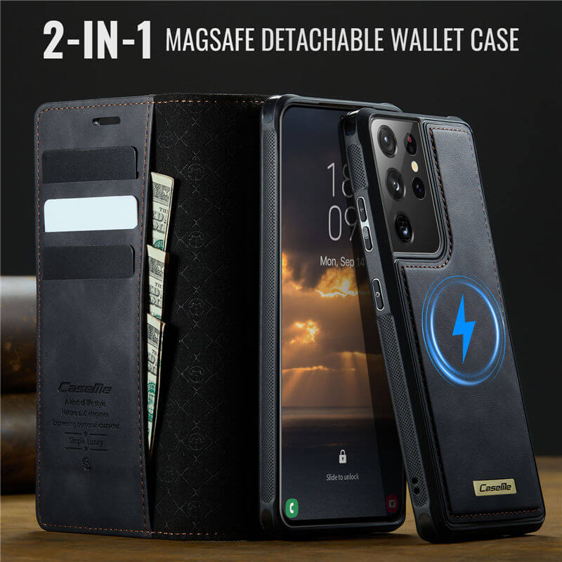 CaseMe Samsung Galaxy S21 Ultra 2-in-1 Magnetic Wallet Case