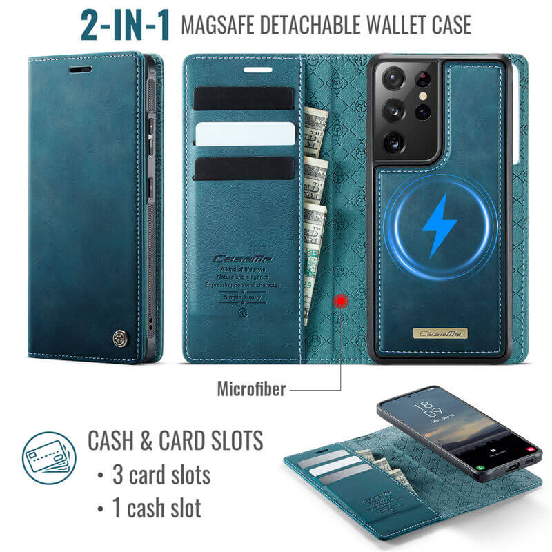 CaseMe Samsung Galaxy S21 Ultra 2-in-1 Magnetic Wallet Case