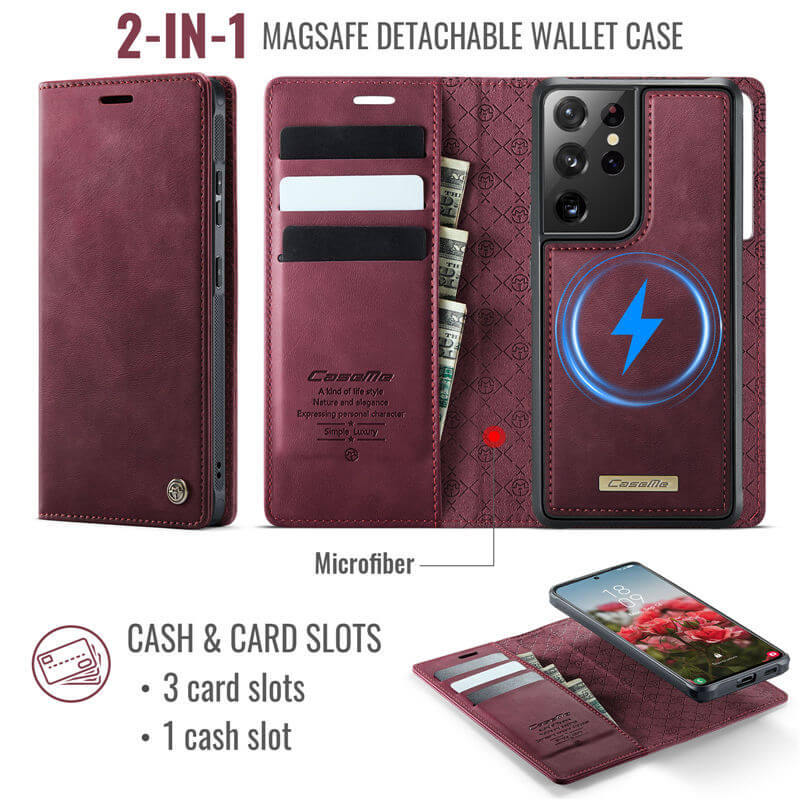 CaseMe Samsung Galaxy S21 Ultra 2-in-1 Magnetic Wallet Case