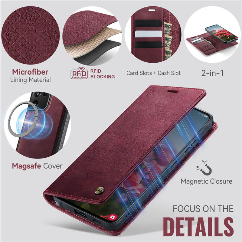 CaseMe Samsung Galaxy S21 Ultra 2-in-1 Magnetic Wallet Case