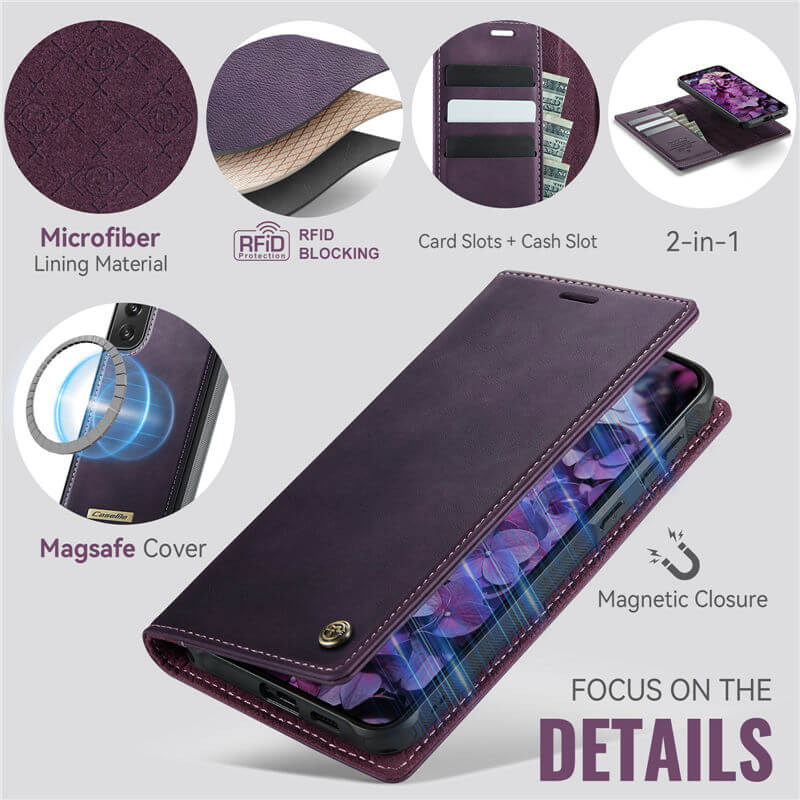 CaseMe Samsung Galaxy S21 2-in-1 Magnetic Wallet Case