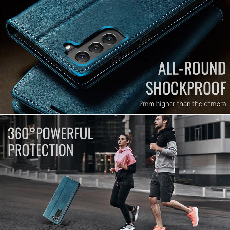 CaseMe Samsung Galaxy S22 Magnetic Wallet Case with RFID Blocking
