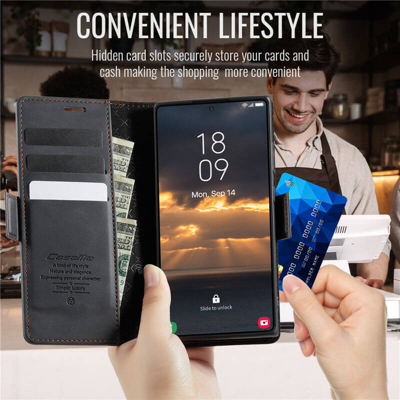 CaseMe Samsung Galaxy S22 Ultra Magnetic Wallet Case with RFID Blocking