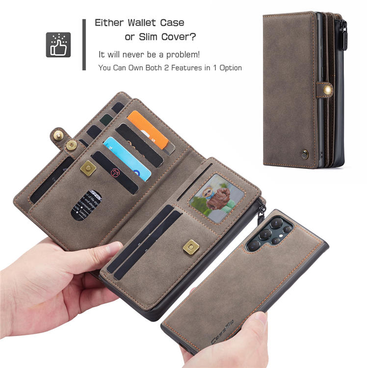 CaseMe Samsung Galaxy S22 Ultra MultiFunctional Wallet Case Coffee