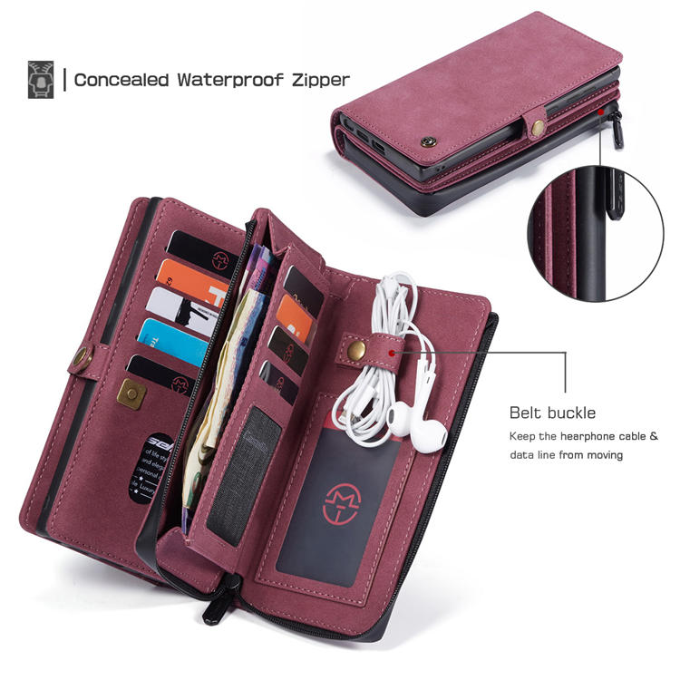 CaseMe Samsung Galaxy S22 Ultra MultiFunctional Wallet Case Red