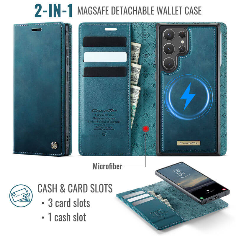 CaseMe Samsung Galaxy S22 Ultra 2-in-1 Magnetic Wallet Case