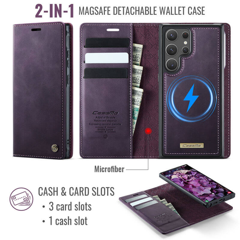 CaseMe Samsung Galaxy S22 Ultra 2-in-1 Magnetic Wallet Case