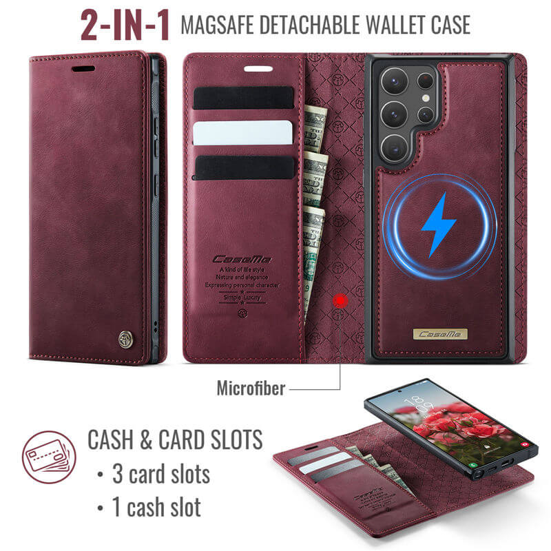 CaseMe Samsung Galaxy S22 Ultra 2-in-1 Magnetic Wallet Case