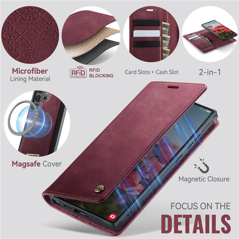 CaseMe Samsung Galaxy S22 Ultra 2-in-1 Magnetic Wallet Case