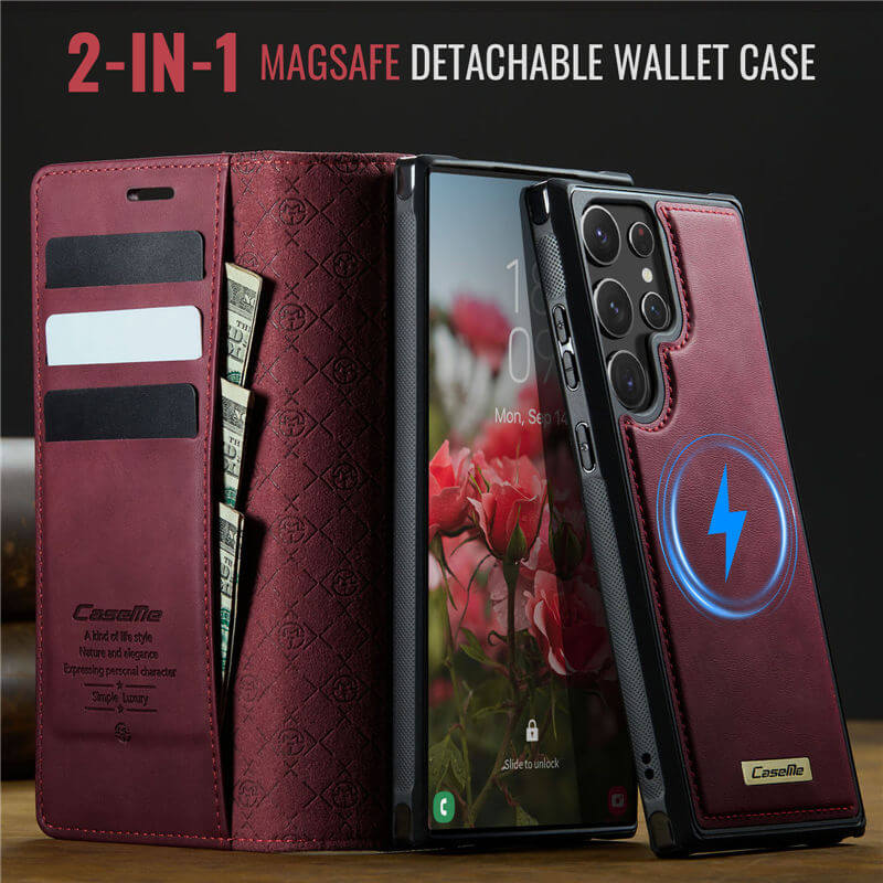 CaseMe Samsung Galaxy S22 Ultra 2-in-1 Magnetic Wallet Case