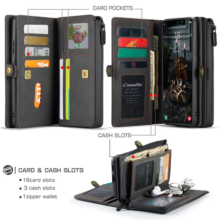 CaseMe Samsung Galaxy S22 Plus MultiFunctional Wallet Case Black