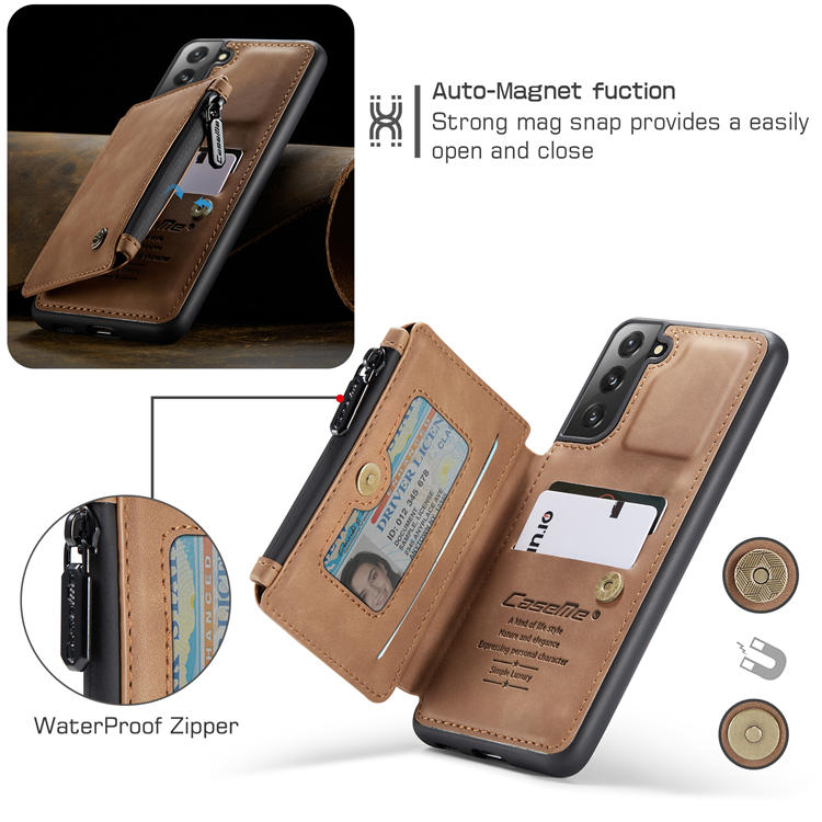 CaseMe Samsung Galaxy S22 Plus Wallet RFID Blocking Case Brown