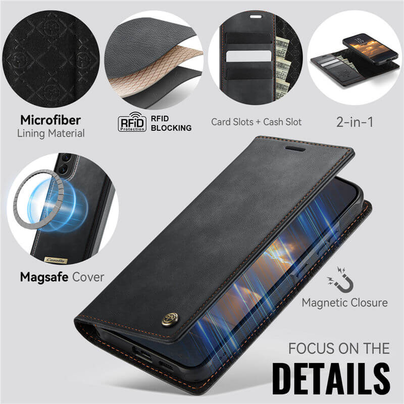CaseMe Samsung Galaxy S22 2-in-1 Magnetic Wallet Case