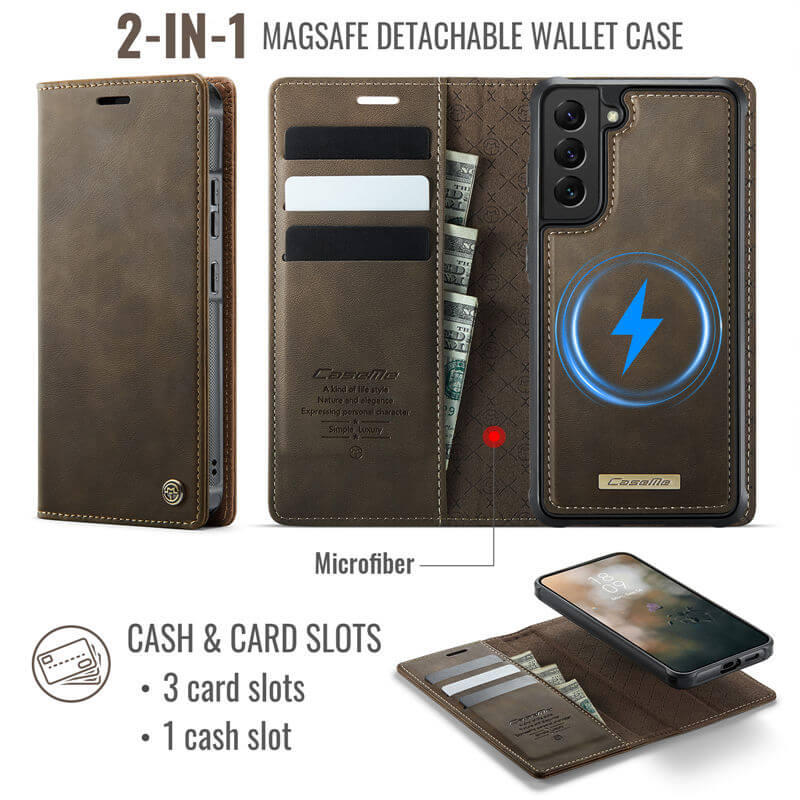CaseMe Samsung Galaxy S22 Plus 2-in-1 Magnetic Wallet Case