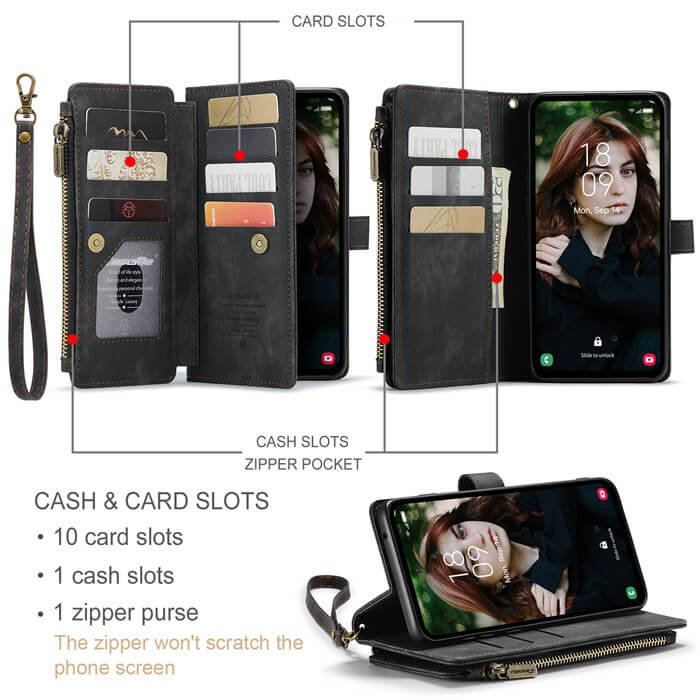 CaseMe Samsung Galaxy S23 FE Wallet Case with Wrist Strap