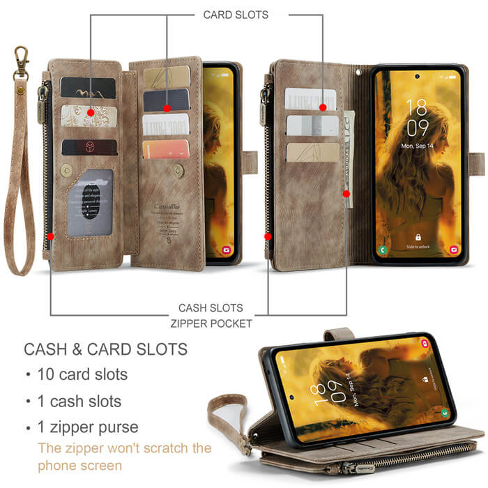 CaseMe Samsung Galaxy S23 FE Wallet Case with Wrist Strap