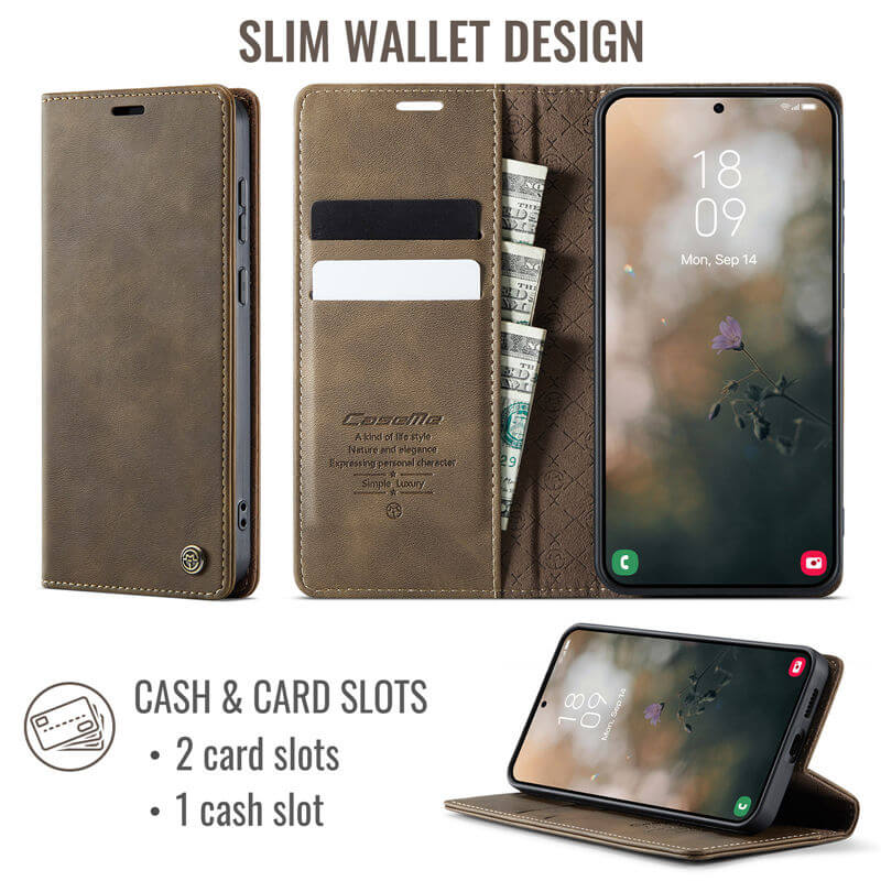 CaseMe Samsung Galaxy S23 FE Magnetic Wallet Case with RFID Blocking