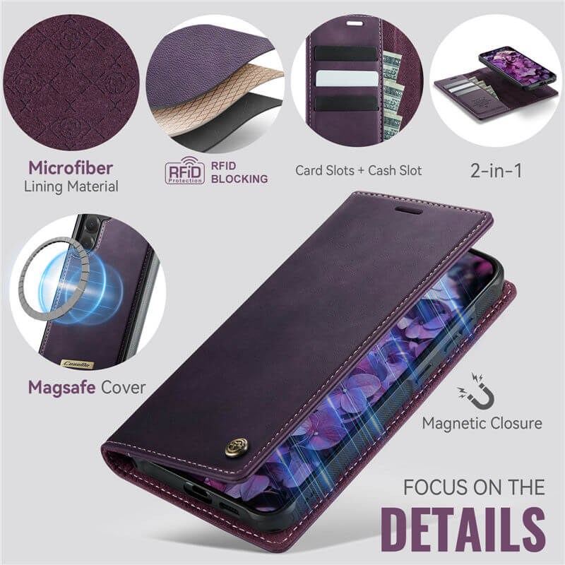 CaseMe Samsung Galaxy S23 FE 2-in-1 Magnetic Wallet Case