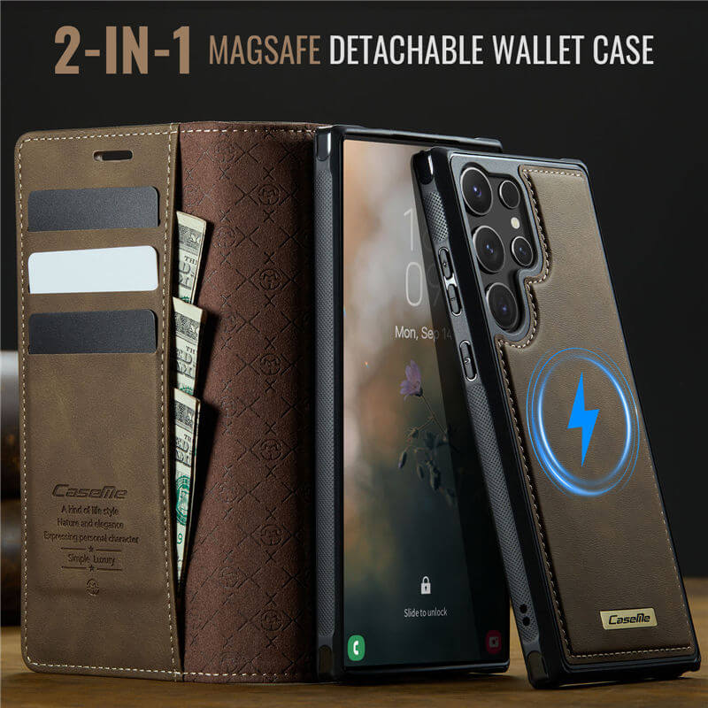 CaseMe Samsung Galaxy S23 Ultra 2-in-1 Magnetic Wallet Case