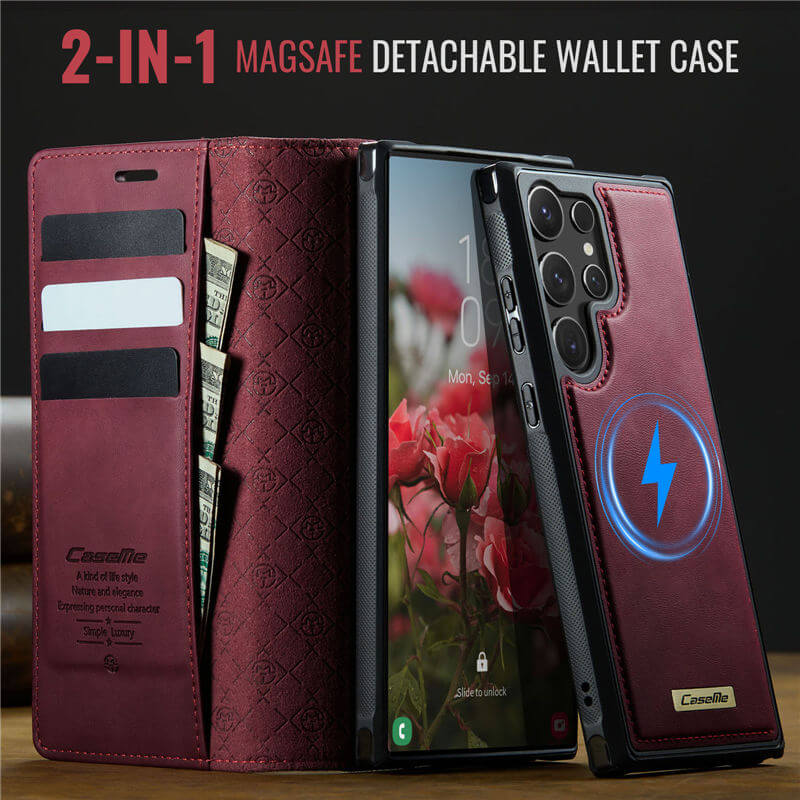 CaseMe Samsung Galaxy S23 Ultra 2-in-1 Magnetic Wallet Case
