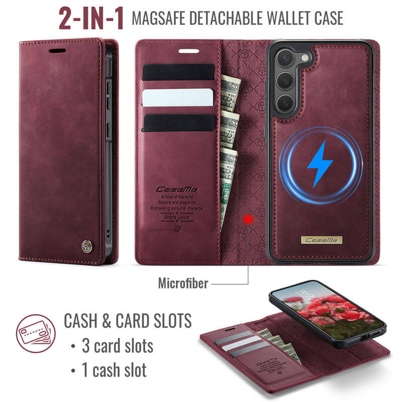 CaseMe Samsung Galaxy S23 Plus 2-in-1 Magnetic Wallet Case