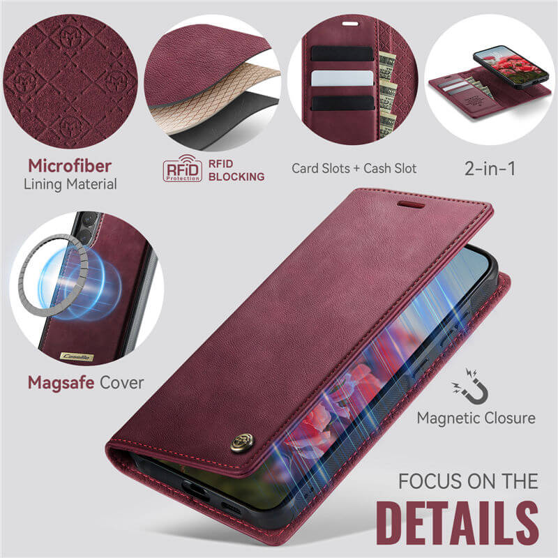 CaseMe Samsung Galaxy S23 Plus 2-in-1 Magnetic Wallet Case