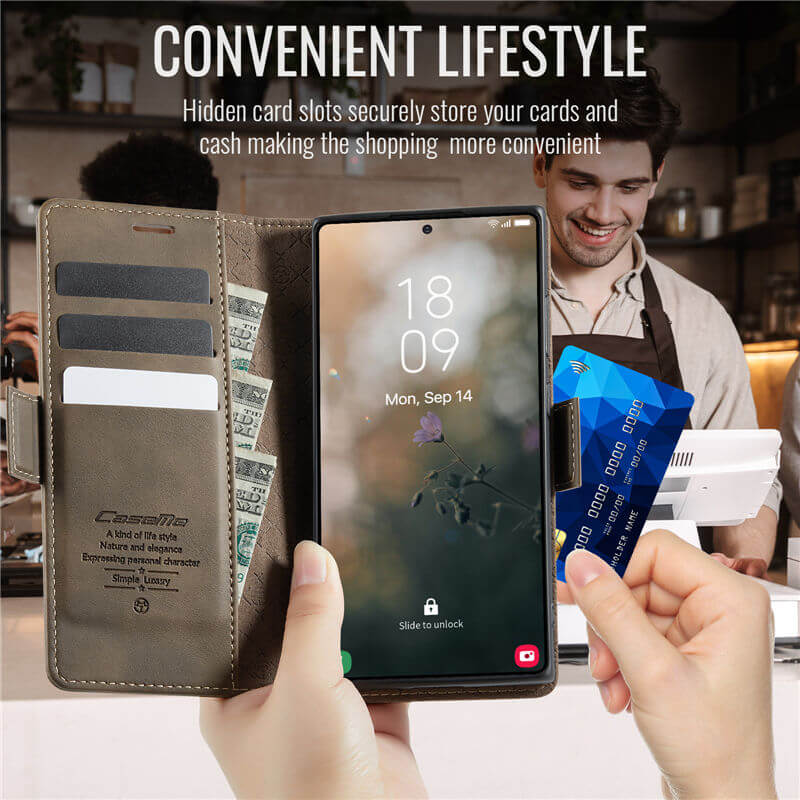 CaseMe Samsung Galaxy S25 Ultra Magnetic Wallet Case with RFID Blocking