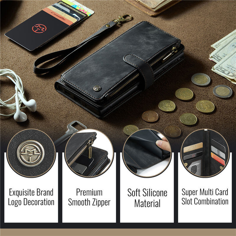 CaseMe Samsung Galaxy S25 Wallet Case with Wrist Strap