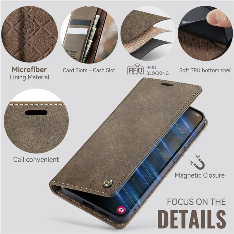 CaseMe Samsung Galaxy S25 Edge Magnetic Wallet Case with RFID Blocking