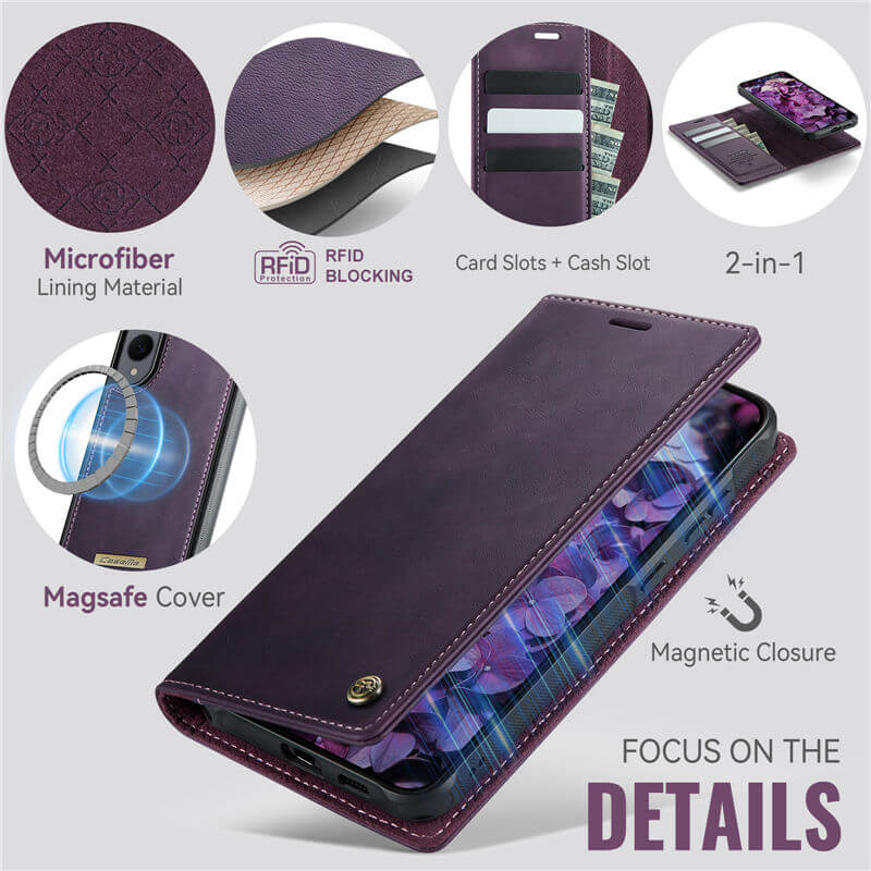 CaseMe Samsung Galaxy S25 Edge 2-in-1 Magnetic Wallet Case