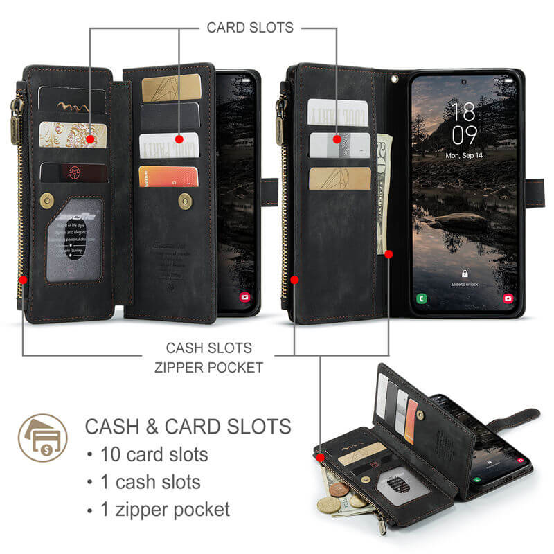 CaseMe Samsung Galaxy S25 Plus Wallet Case with Wrist Strap