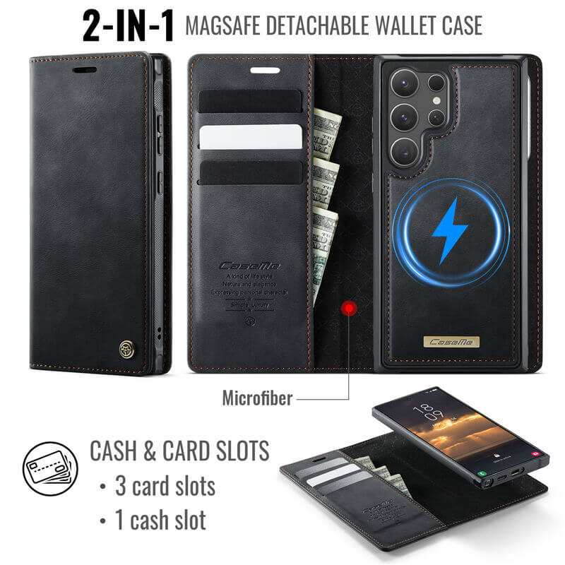 CaseMe Samsung Galaxy S25 Ultra 2-in-1 Magnetic Wallet Case