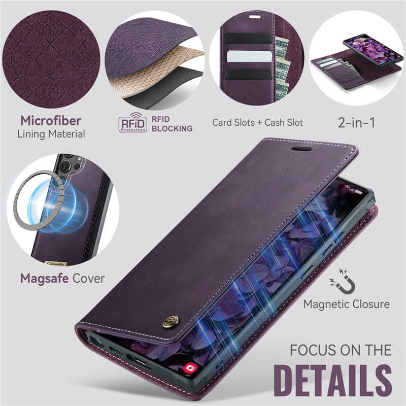 CaseMe Samsung Galaxy S25 Ultra 2-in-1 Magnetic Wallet Case
