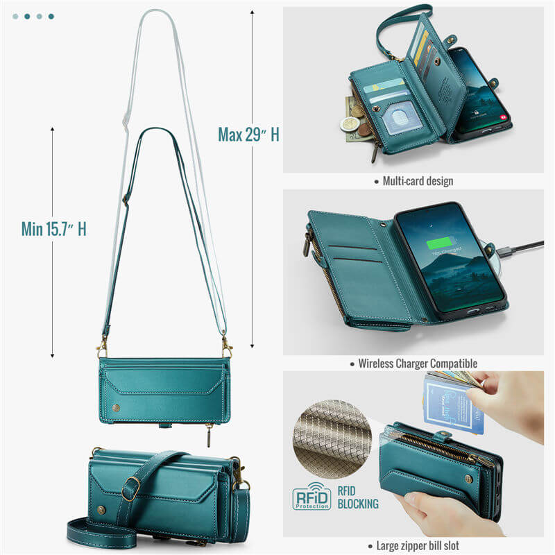 CaseMe Samsung Galaxy S25 Wallet RFID Blocking Crossbody Phone Case