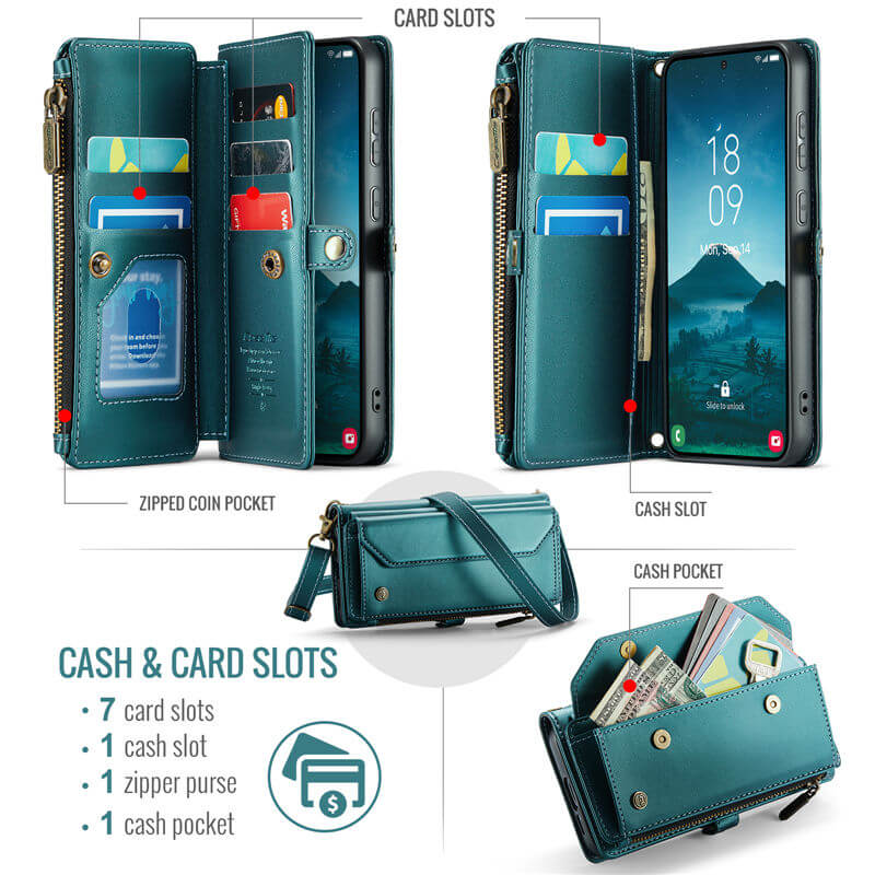 CaseMe Samsung Galaxy S25 Wallet RFID Blocking Crossbody Phone Case