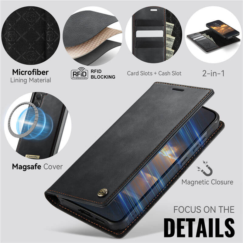 CaseMe Samsung Galaxy S24 FE 2-in-1 Magnetic Wallet Case